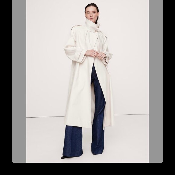 NEVER WORN BR Oversized Italian Twill Trench Coat - Picture 1 of 4